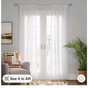 Set of 2 Threshold Farrah light filtering curtain panel white 54 x 84